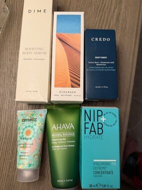 Dime, Credo, AHAVA & Nip + Fab Skincare Bundle - Mint, Teal, Green, Navy, Cream